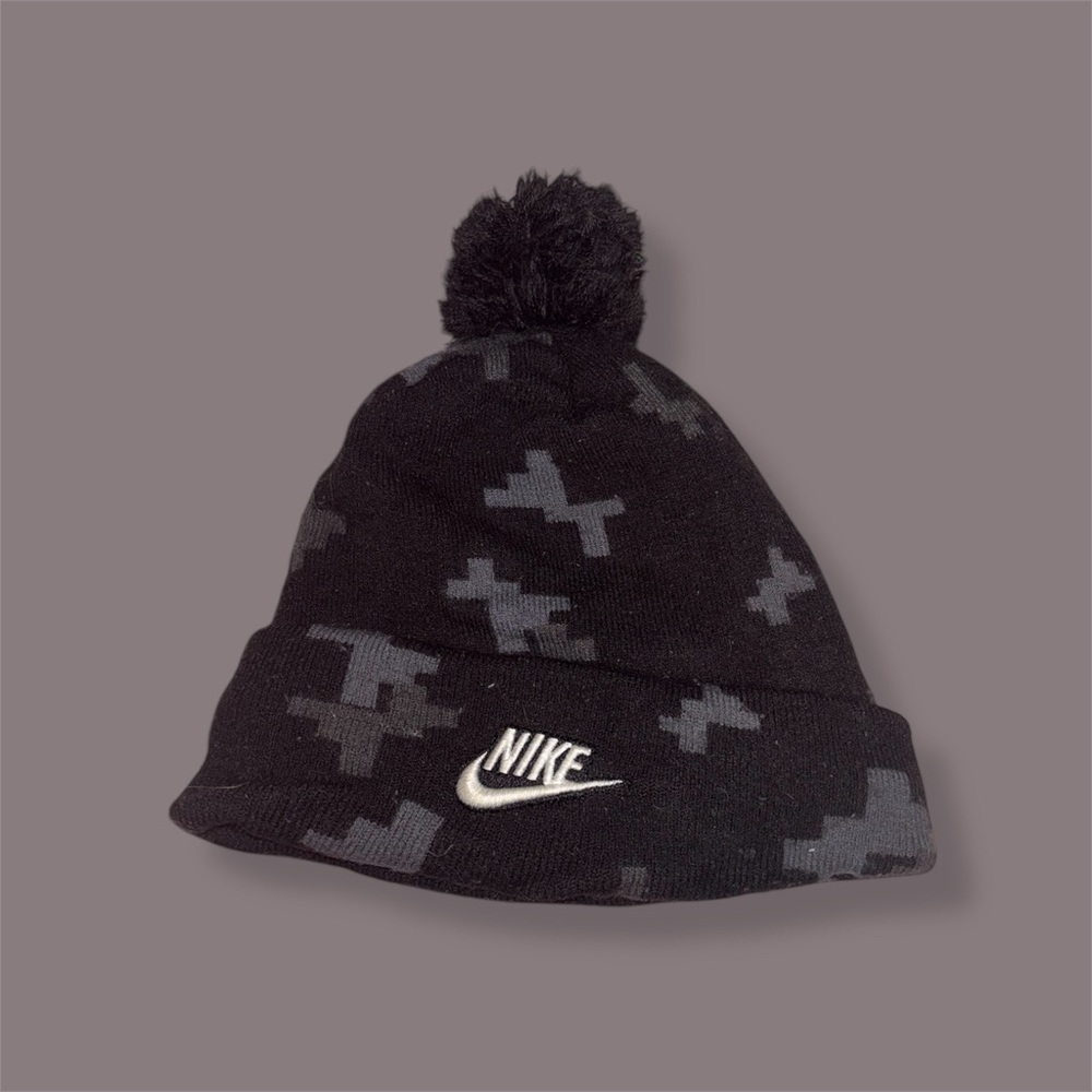 Black and Grey Block Camo Nike Beanie